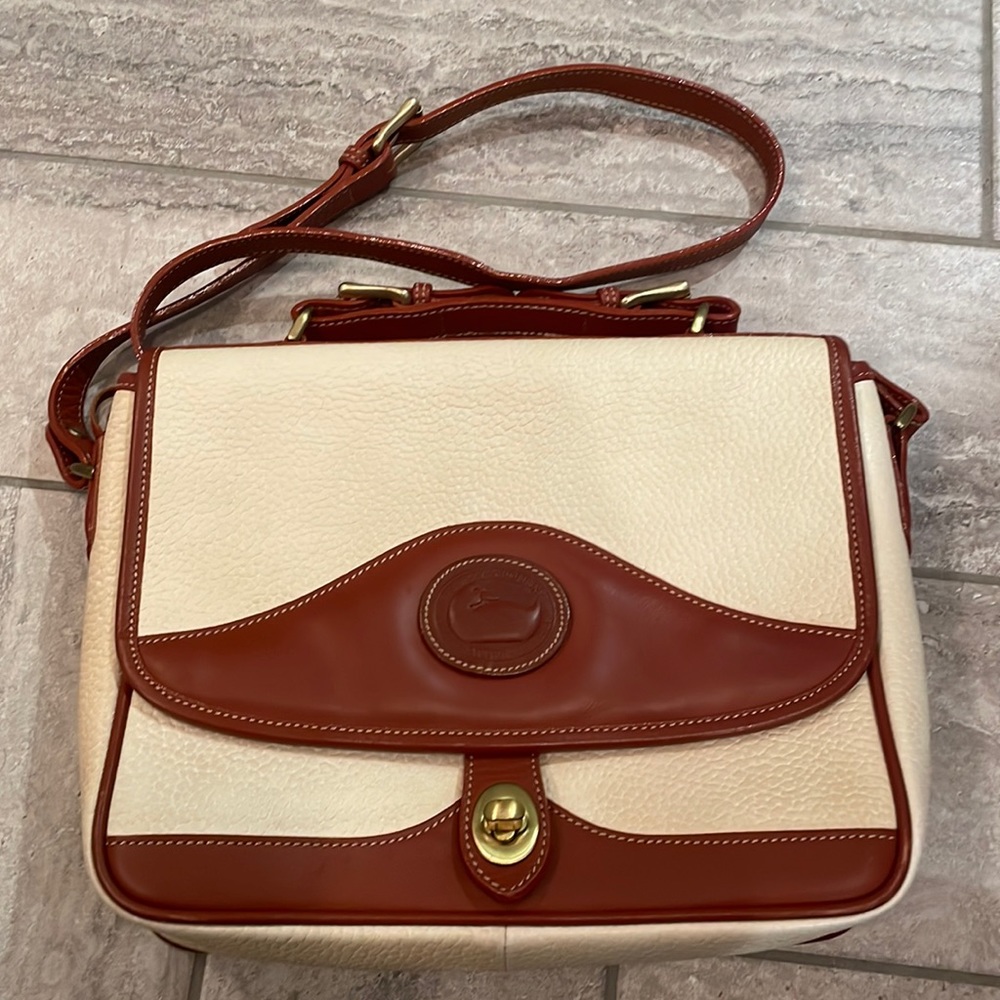 Dooney and Bourke vintage cream and tan satchel